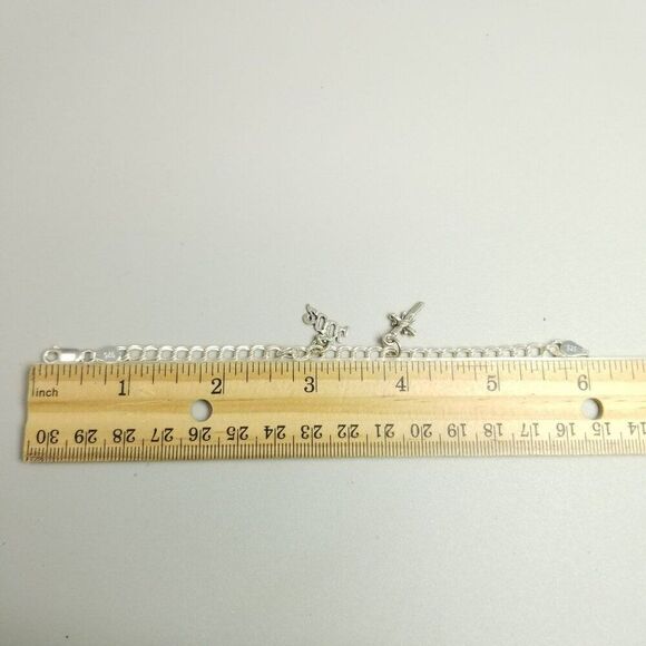 Silver Charm Bracelet with Cross and Year Pendant - Picture 5 of 11